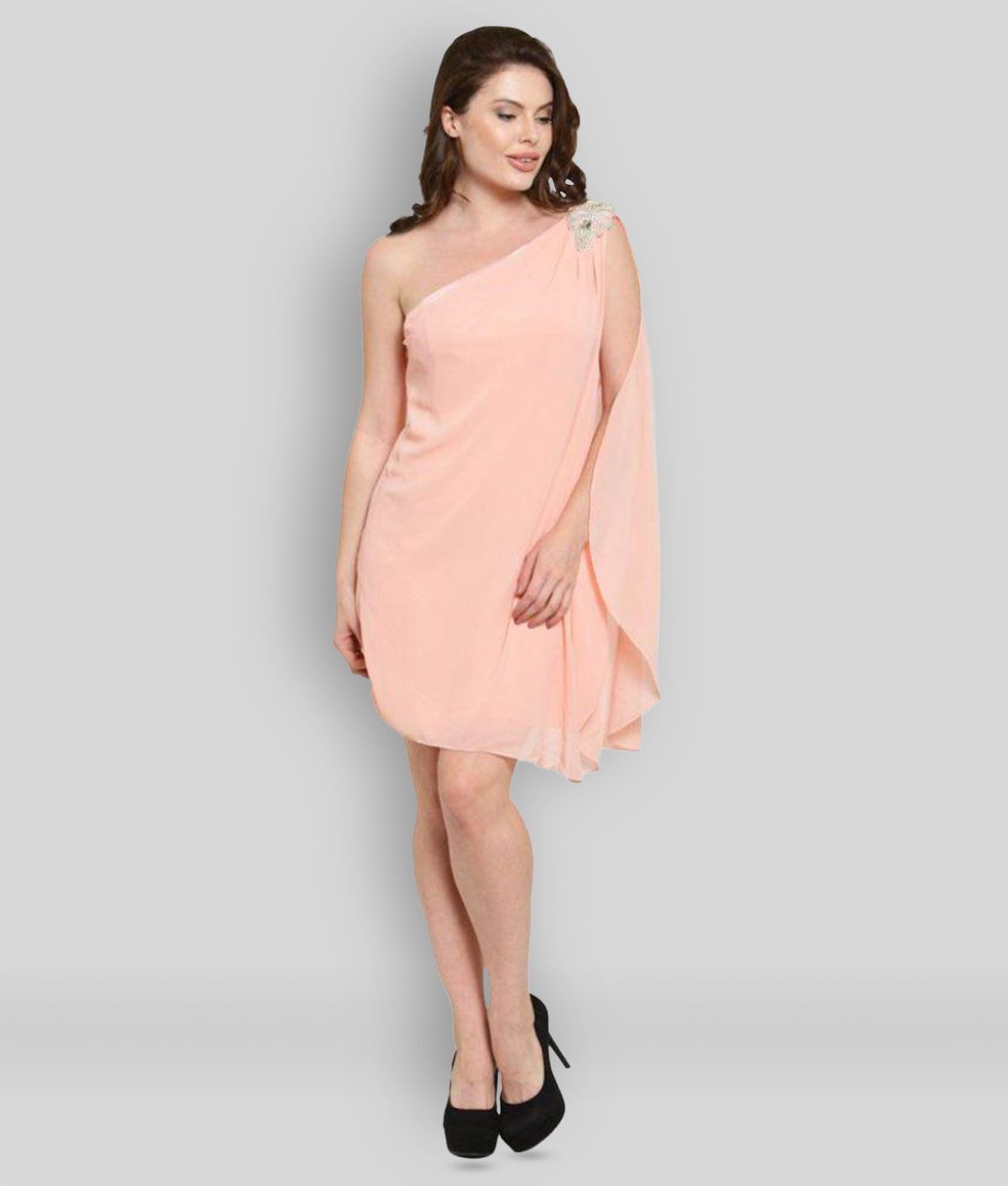     			N-Gal - Peach Chiffon Women's A-line Dress ( Pack of 1 )