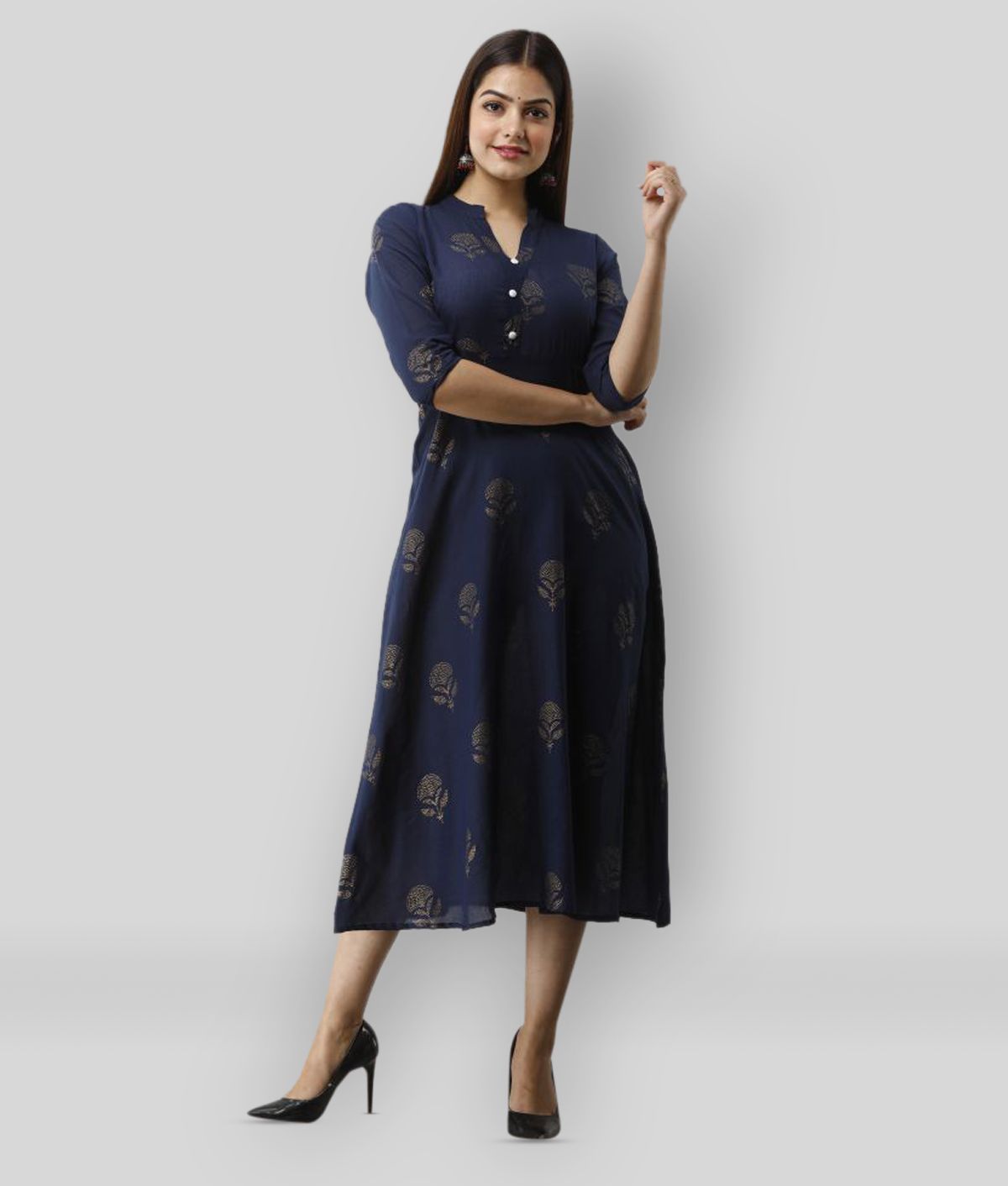     			Radiksa - Blue Cotton Women's Flared Kurti ( Pack of 1 )