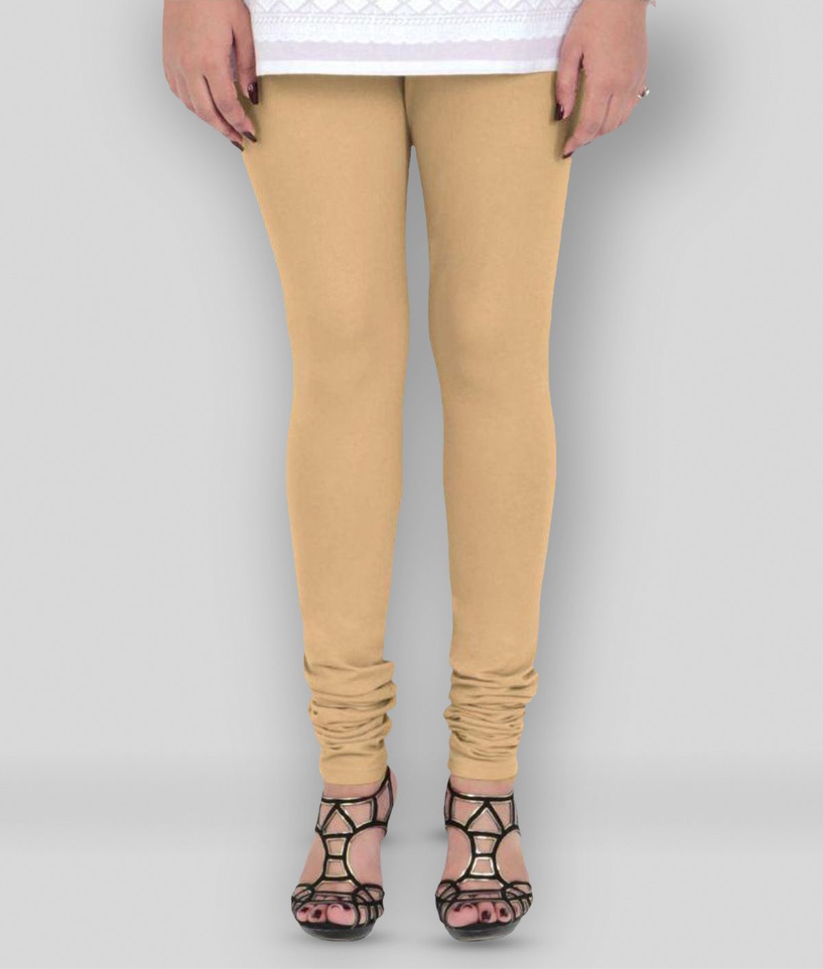     			Vami - Beige Cotton Blend Women's Leggings ( Pack of 1 )