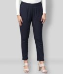 Yash Gallery - Navy Blue Cotton Straight Fit Women's Formal Pants  ( Pack of 1 )