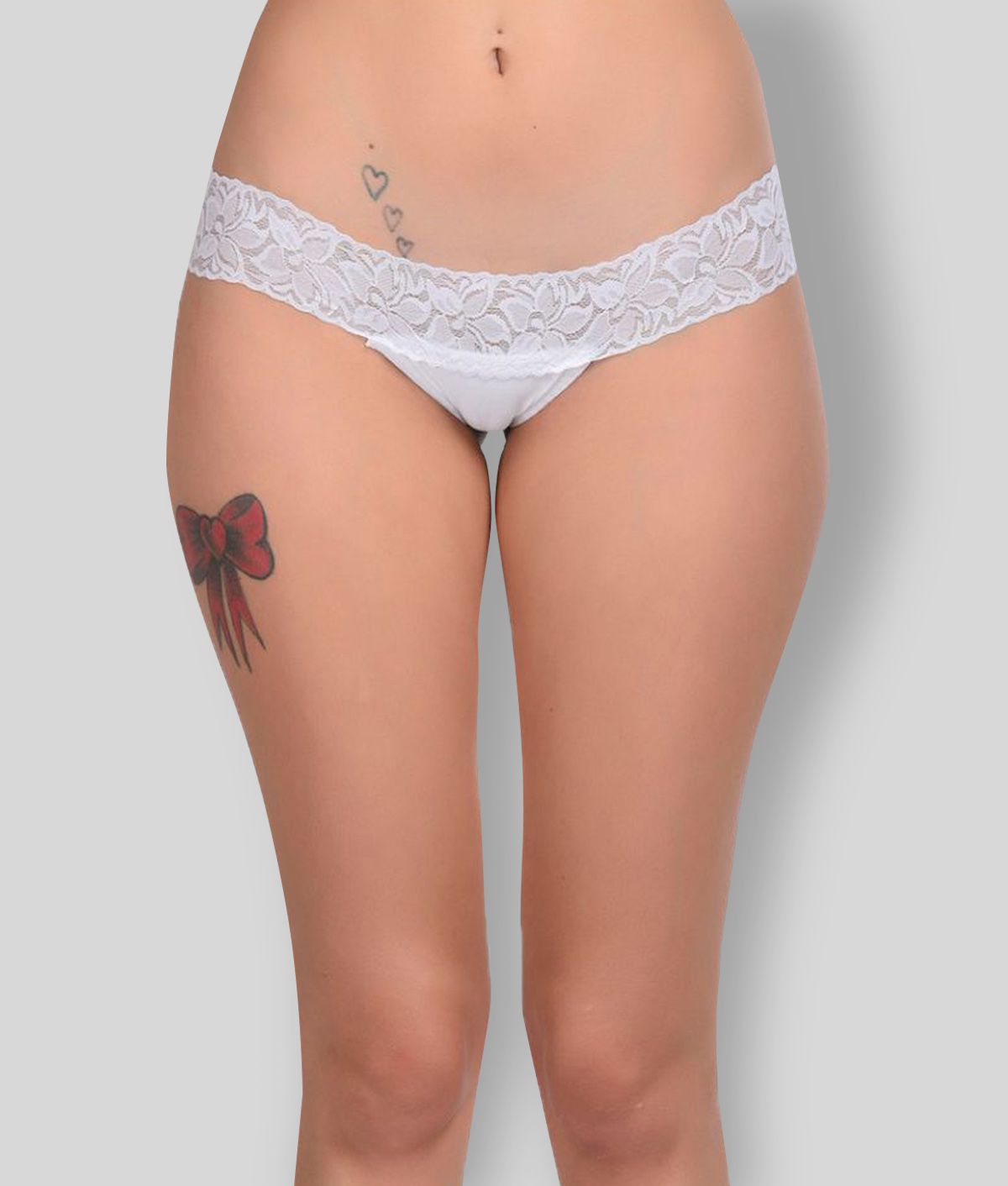     			Affair - White Lace Self Design Women's Thongs ( Pack of 1 )