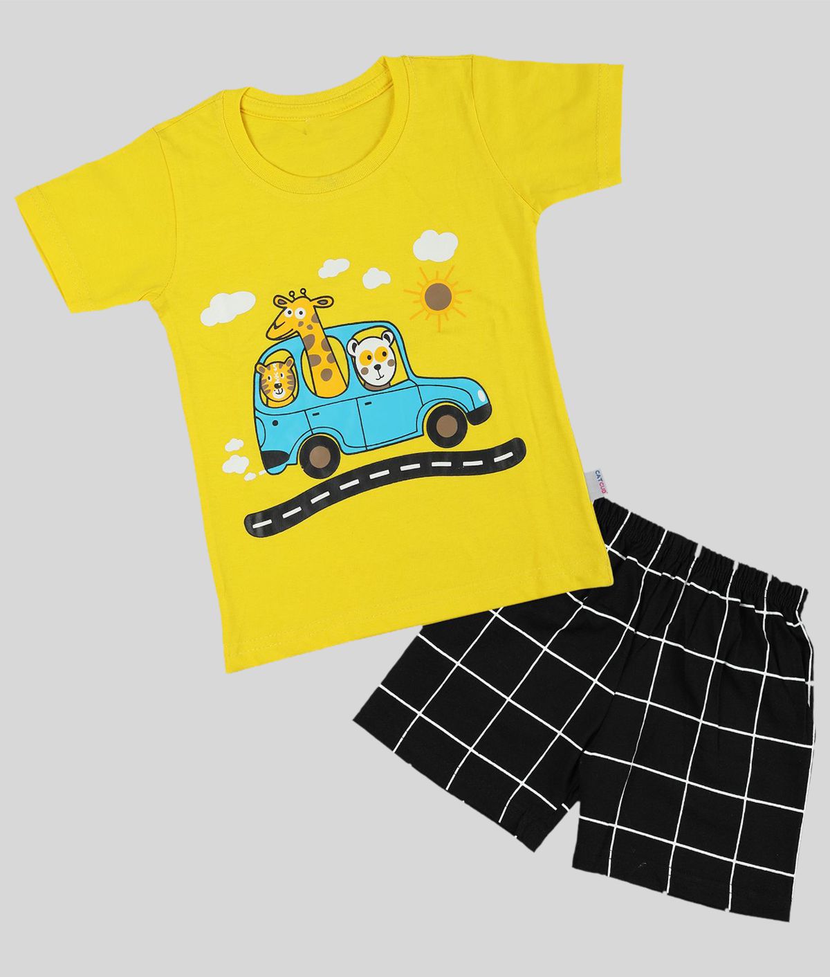     			CATCUB Boy's & Girl's Cotton  Printed Clothing Set (Yellow)