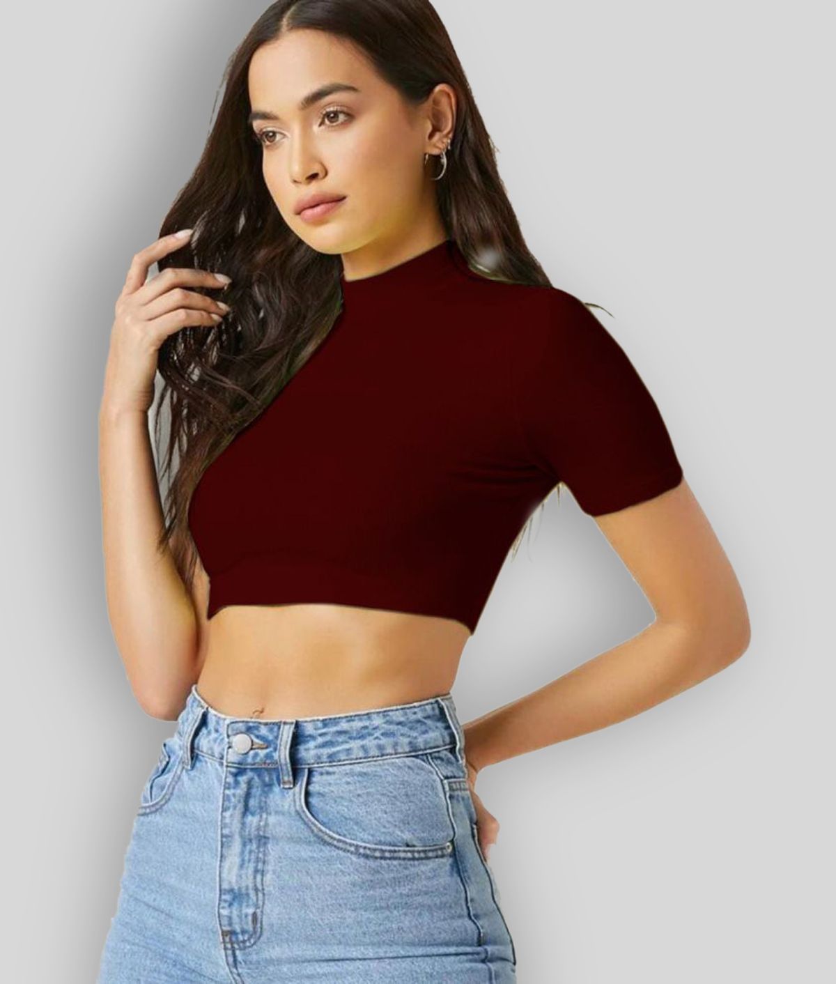     			Dream Beauty Fashion - Maroon Polyester Women's Crop Top ( Pack of 1 )