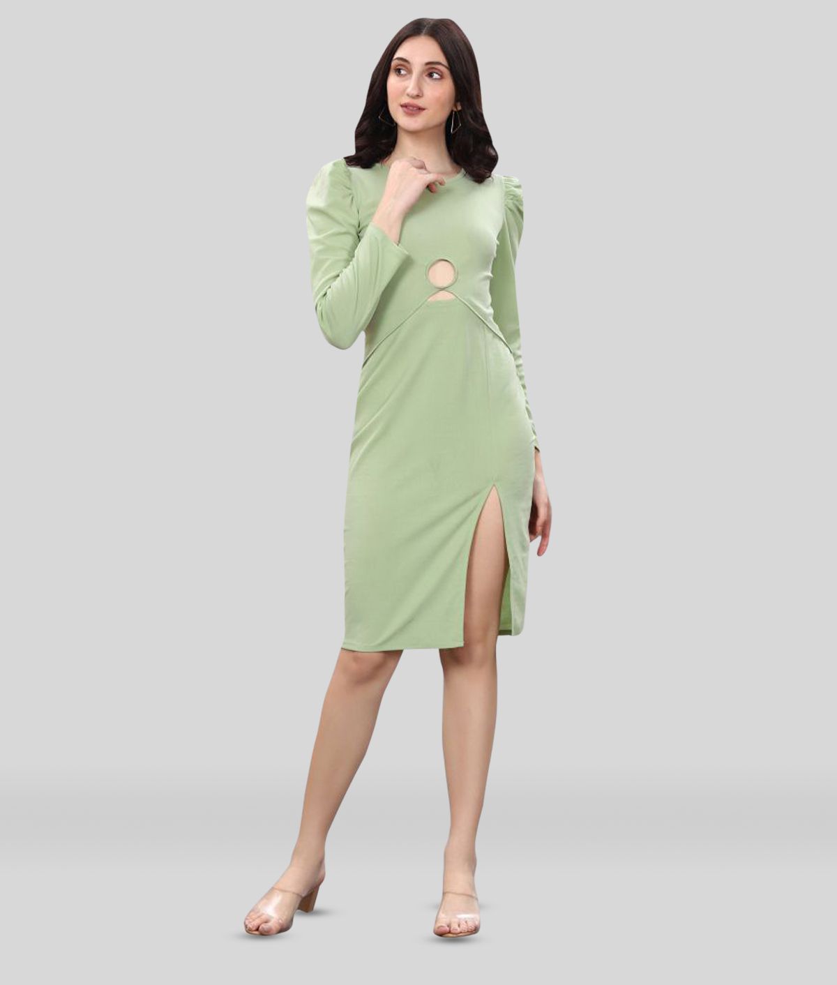     			Selvia - Green Lycra Women's Side Slit Dress ( Pack of 1 )