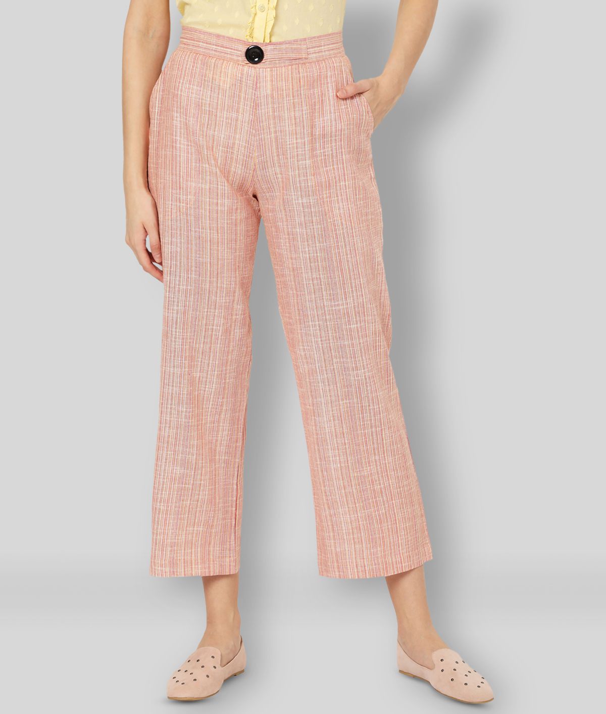 Smarty Pants - Pink Cotton Flared Fit Women's Formal Pants  ( Pack of 1 )