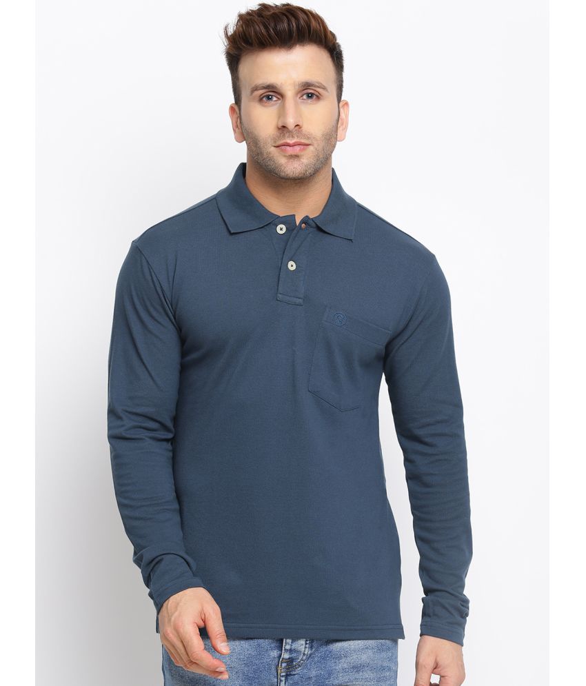     			Chkokko - Indigo Cotton Blend Regular Fit Men's Polo T Shirt ( Pack of 1 )
