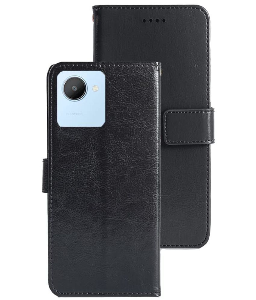     			Kosher Traders - Black Leather Flip Cover Compatible For Realme C30 ( Pack of 1 )
