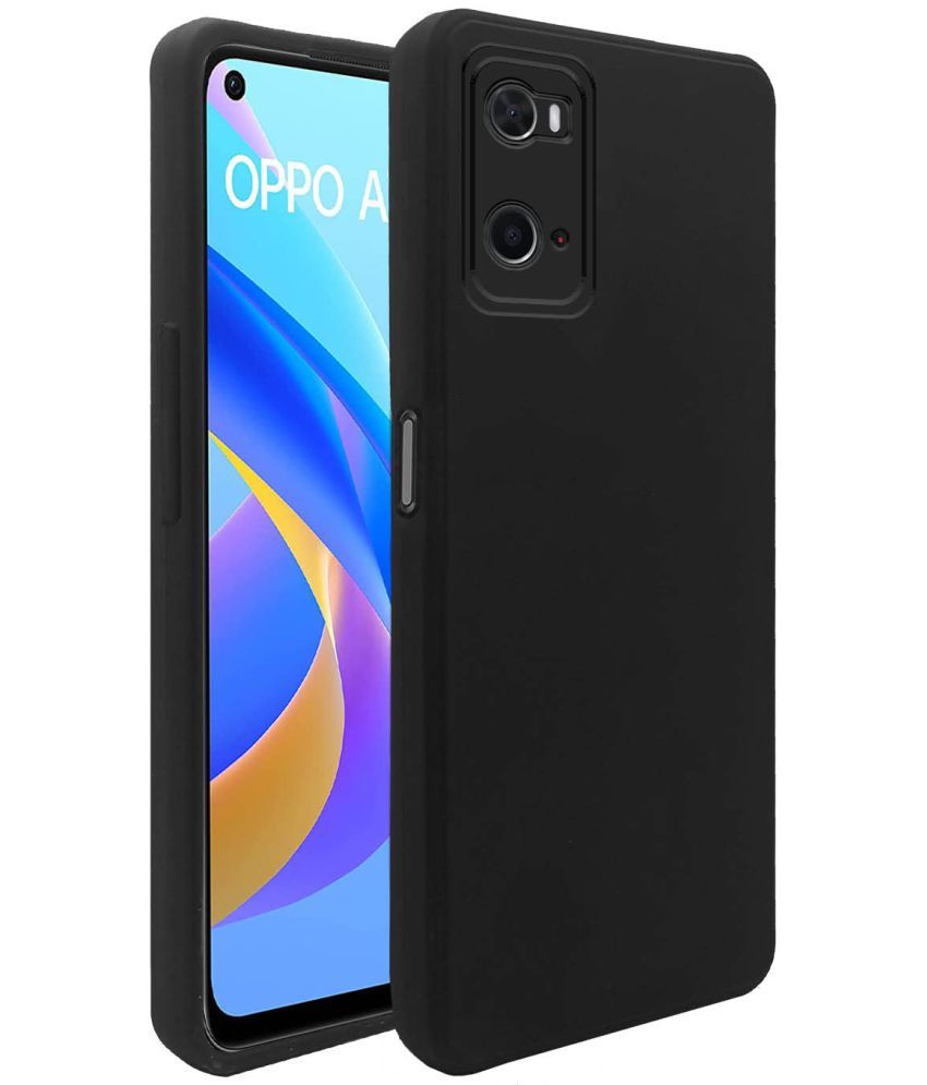     			Kosher Traders - Black Silicon Silicon Soft cases Compatible For Oppo A96 ( Pack of 1 )