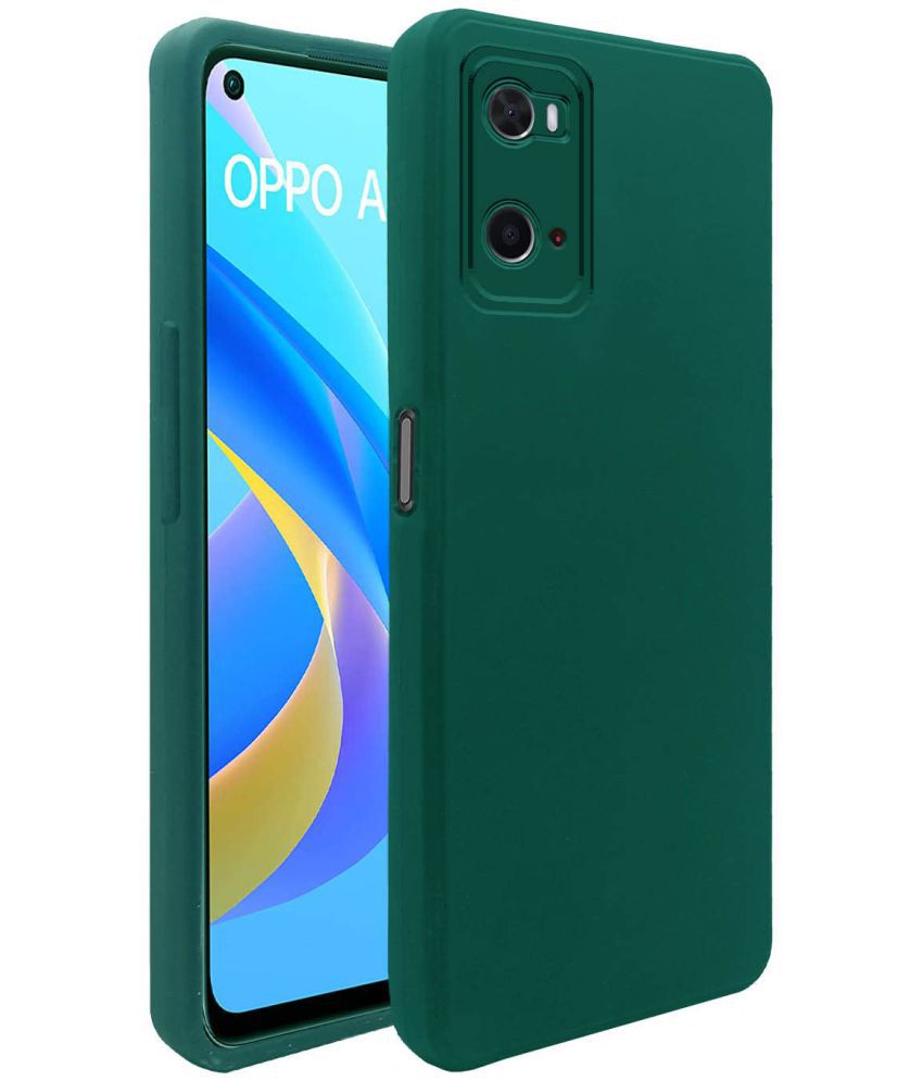     			Kosher Traders - Green Silicon Silicon Soft cases Compatible For Oppo A96 ( Pack of 1 )