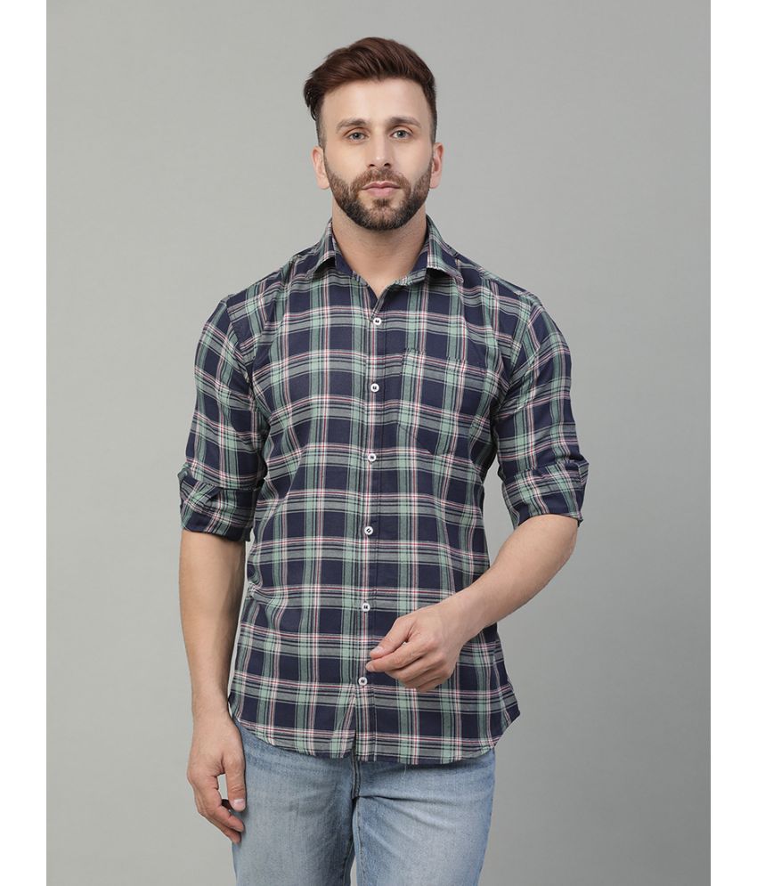     			YHA - Navy Cotton Blend Regular Fit Men's Casual Shirt ( Pack of 1 )