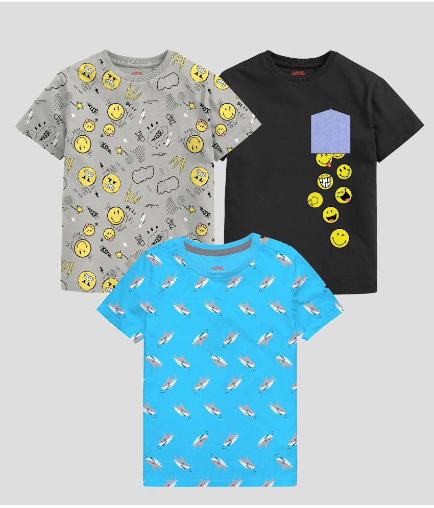 Ariel - Multicolor Cotton Boy's T-Shirt ( Pack of 3 )