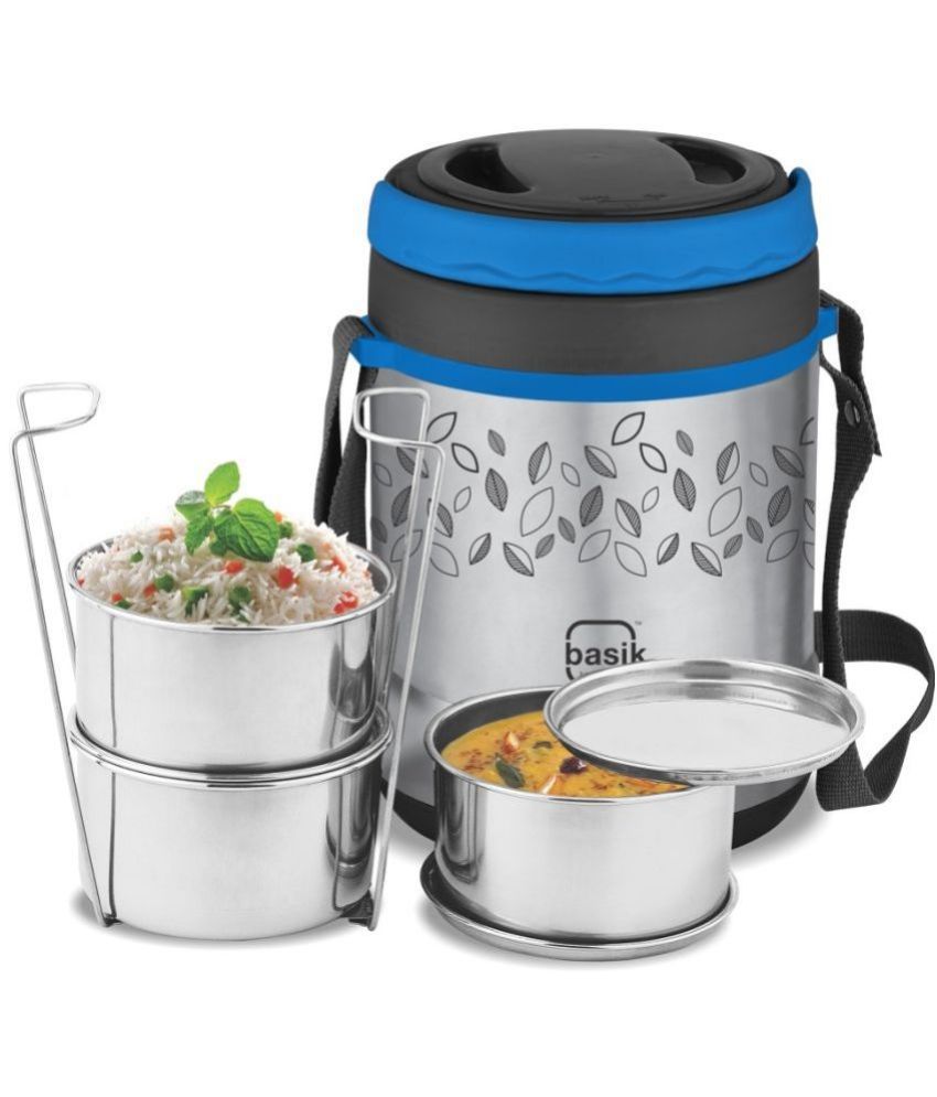     			Basik - Blue Stainless Steel Insulated Lunch Box ( Pack of 1 )