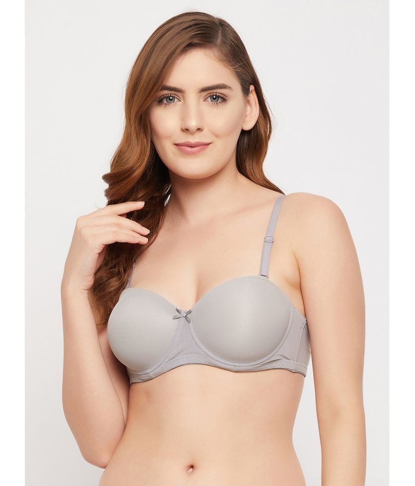     			Clovia Net Women's Balconette Bra ( Grey Melange )