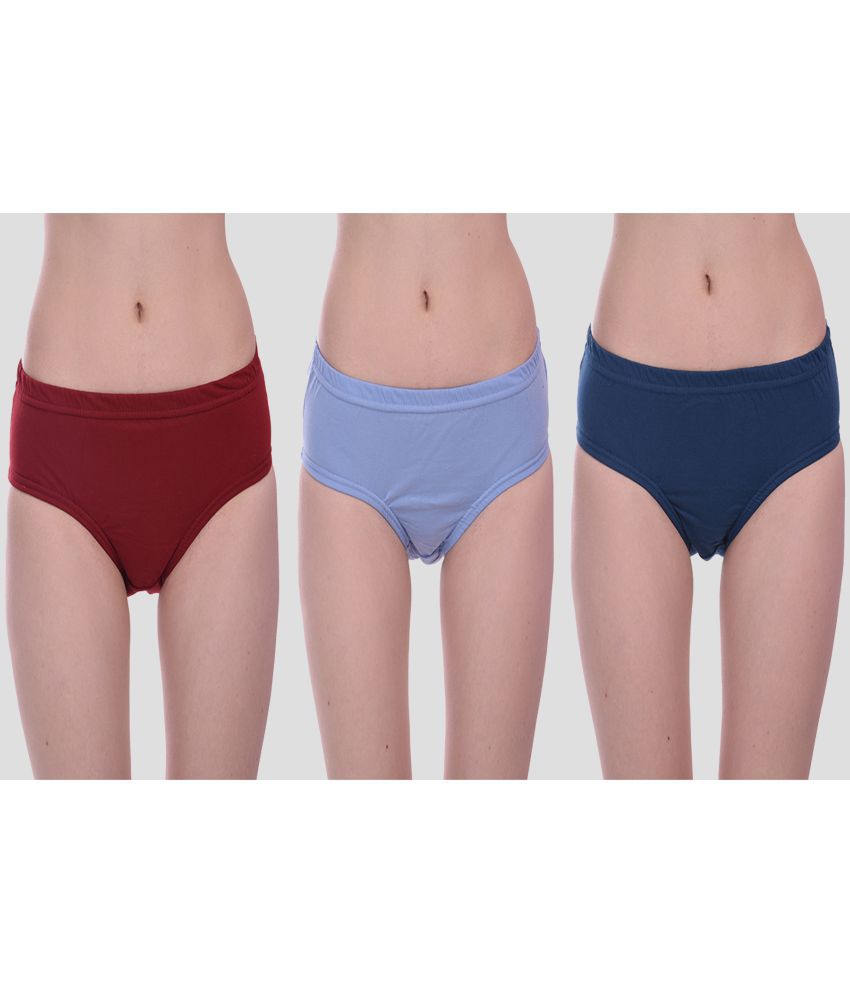     			Elina - Maroon Cotton Solid Women's Briefs ( Pack of 3 )