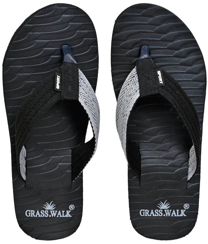     			GRASS WALK - Black Men's Thong Flip Flop