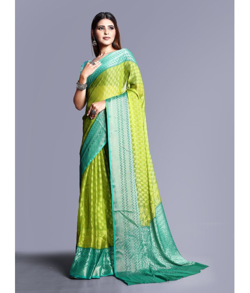     			Sitanjali - Green Brasso Saree With Blouse Piece ( Pack of 1 )