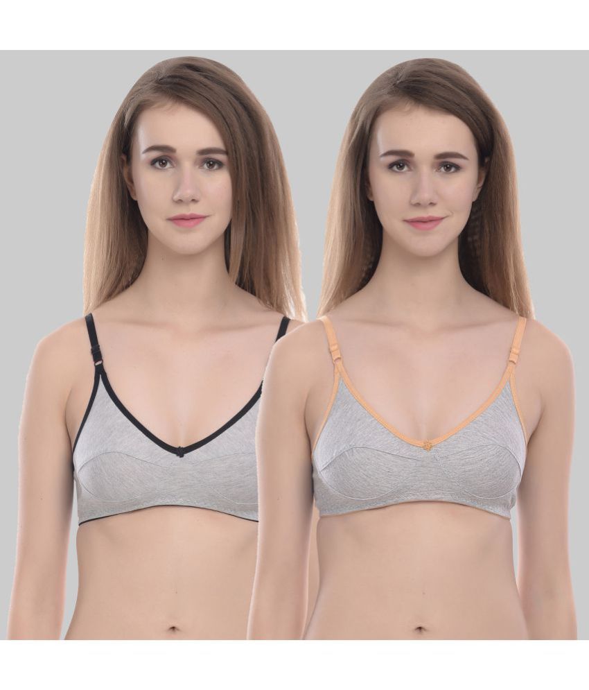     			Elina Pack of 2 Cotton Non Padded Women's T-Shirt Bra ( Charcoal )