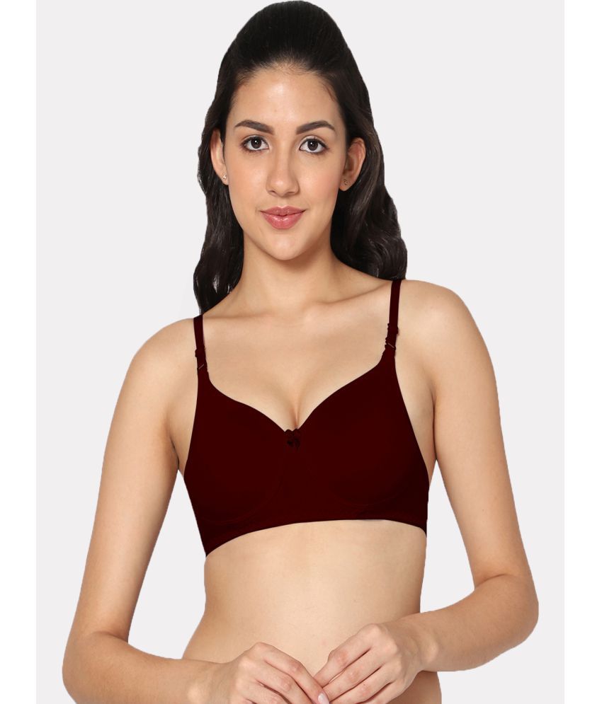     			IN CARE LINGERIE - Maroon Cotton Blend Non Padded Women's Everyday Bra ( Pack of 1 )