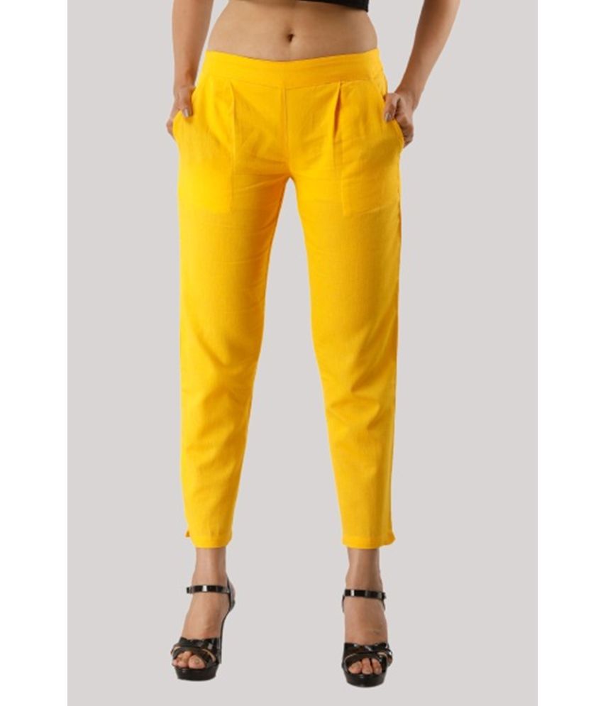     			JAIPUR VASTRA - Yellow Cotton Blend Regular Women's Casual Pants ( Pack of 1 )
