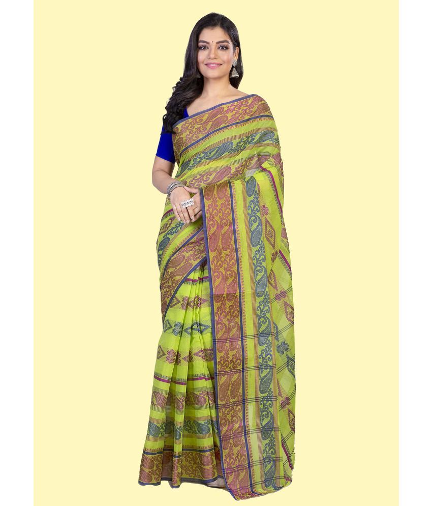     			JMALL - Green Cotton Saree Without Blouse Piece ( Pack of 1 )