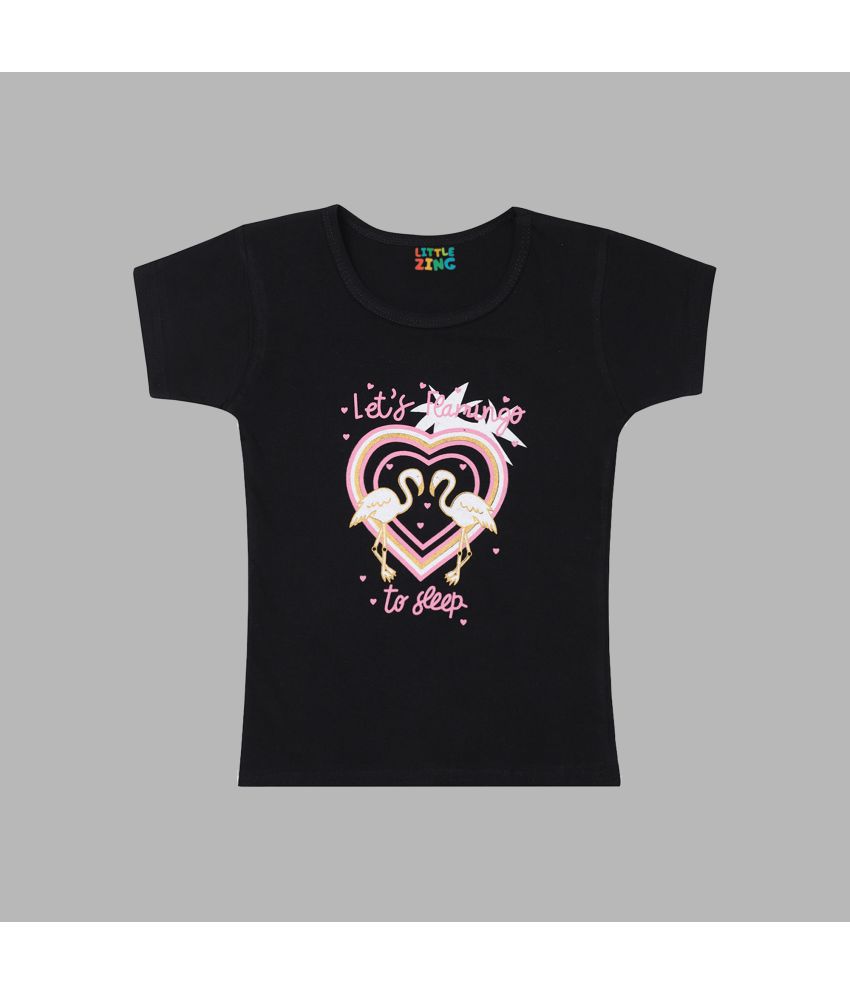     			Little Zing - Black Cotton Girls T-Shirt ( Pack of 1 )