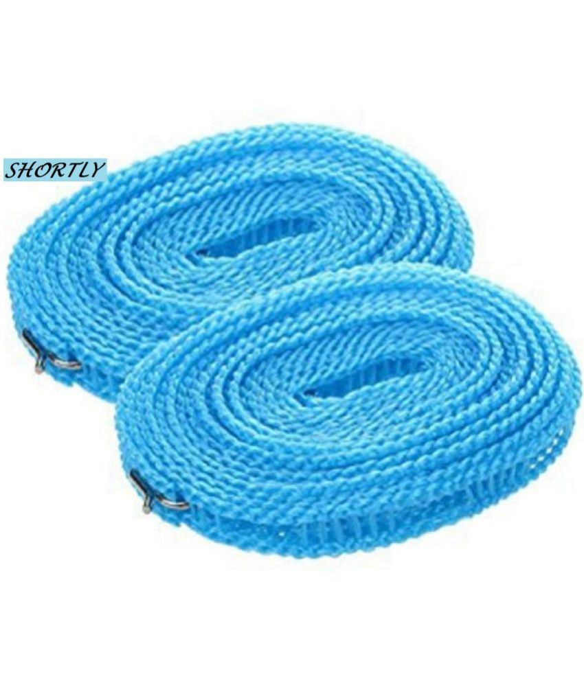     			SHORTLY  5 Meters Windproof Anti-Slip Clothes Washing Line Drying Nylon Rope with Hooks. ( PACK OF 2 )