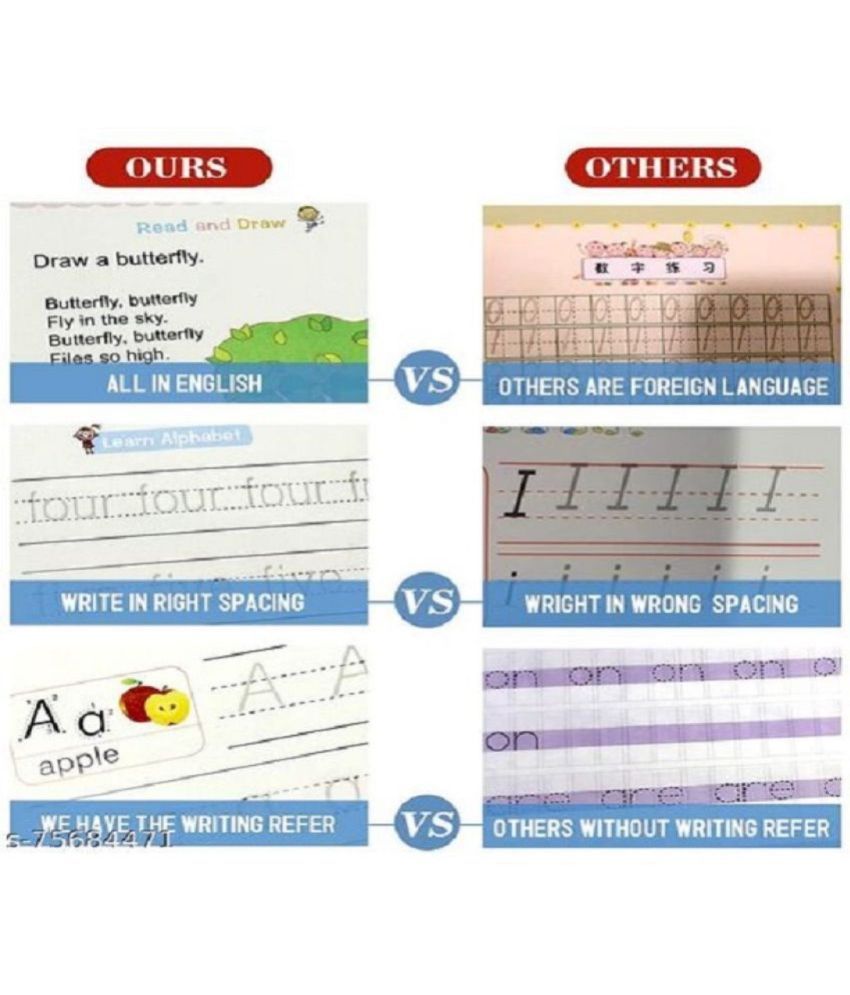     			Sank Magic Practice Copybook, Number Tracing Book for Preschoolers with Pen, Magic Calligraphy Copybook Set Practical Reusable Writing Tool Simple Hand Lettering (4 Books + 5 Refill)