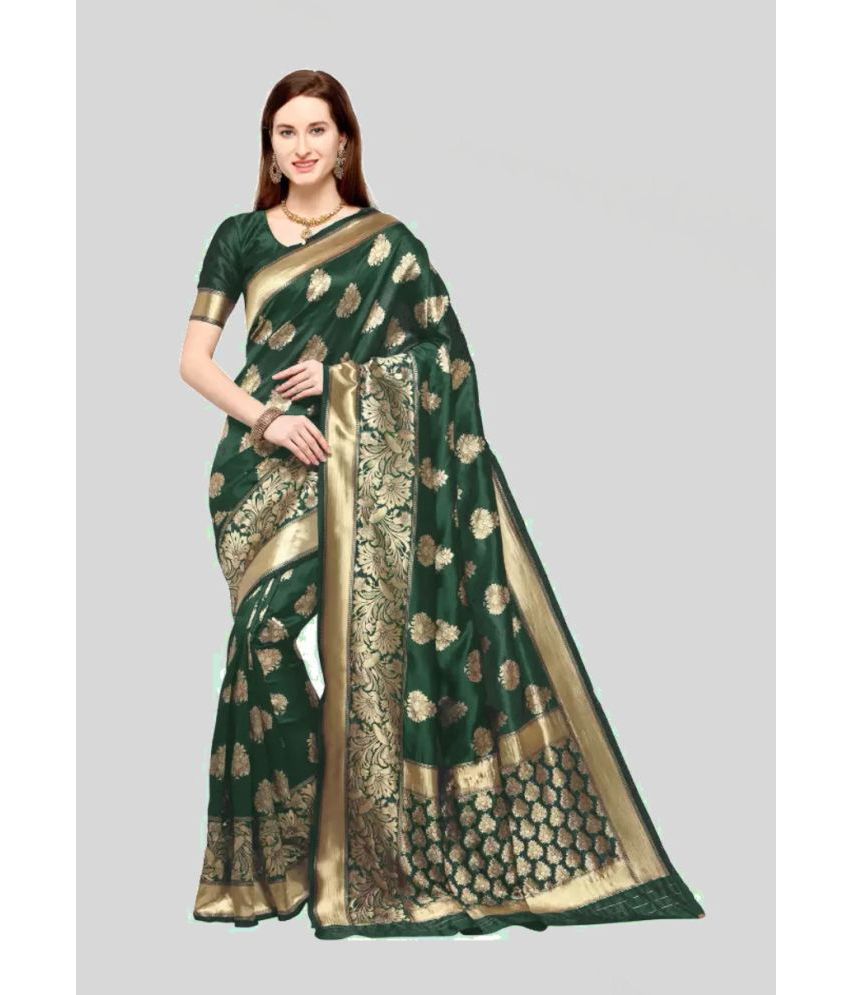     			SareeQueen - Green Silk Blend Saree With Blouse Piece ( Pack of 1 )
