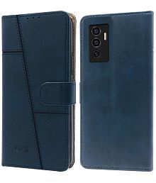 NBOX - Blue Artificial Leather Flip Cover Compatible For Vivo V23E ( Pack of 1 )