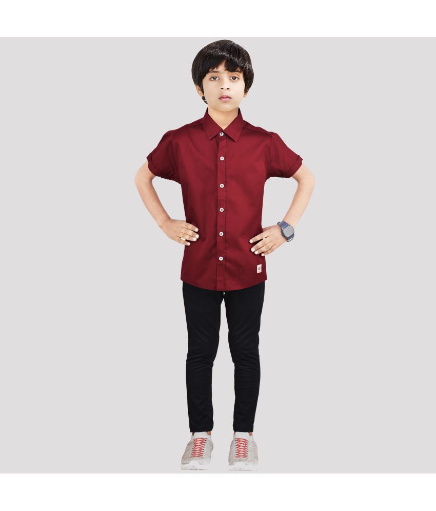     			Made In The Shade - Maroon Cotton Boys Shirt & Pants ( Pack of 1 )