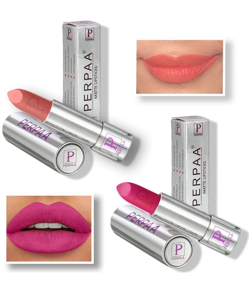     			PERPAA Push Button PoP & Play Matte Lipstick, Moisturizing Lip Color Enrich with Vitamin-E Non-Drying, Creamy Lipstick