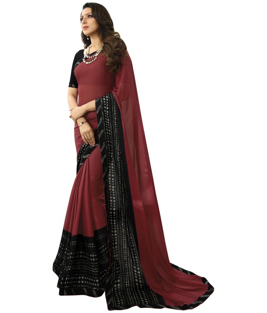     			BLEESBURY - Red Chiffon Saree With Blouse Piece ( Pack of 1 )