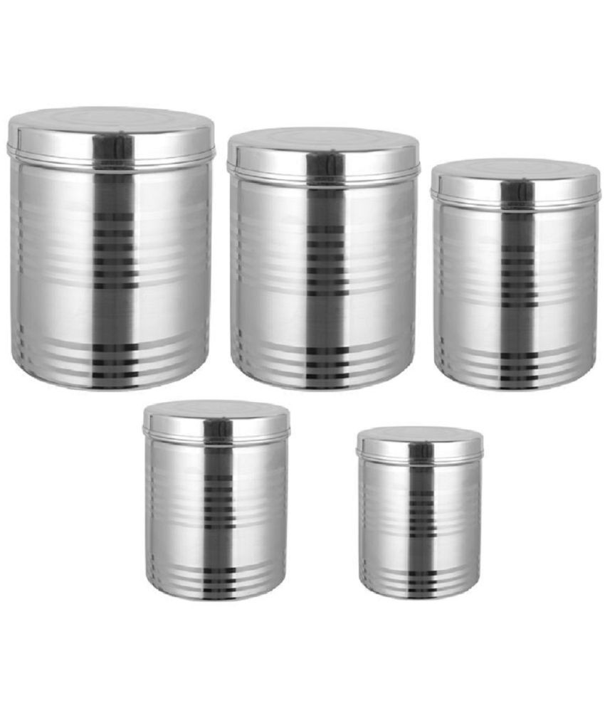 ZMS MARKETING - Silver Steel Food Container ( Pack of 5 )
