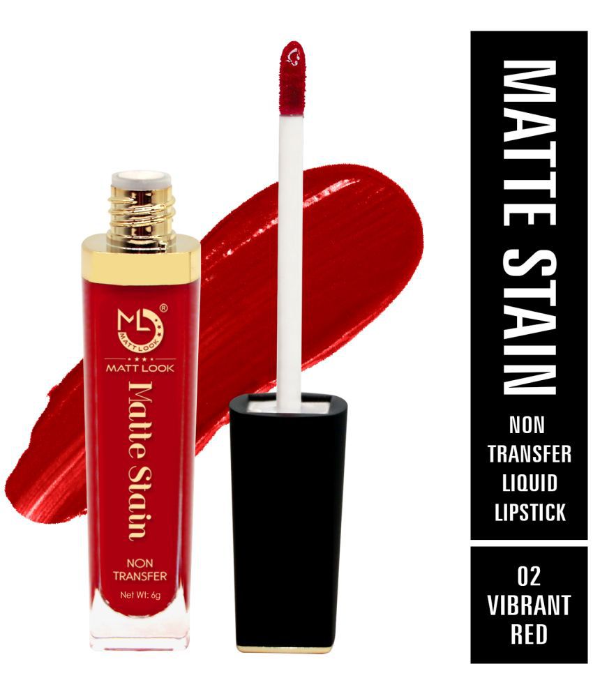     			Mattlook Matte Stain Non-Transfer Liquid Lipstick, Vibrant Red-02, (6gm)