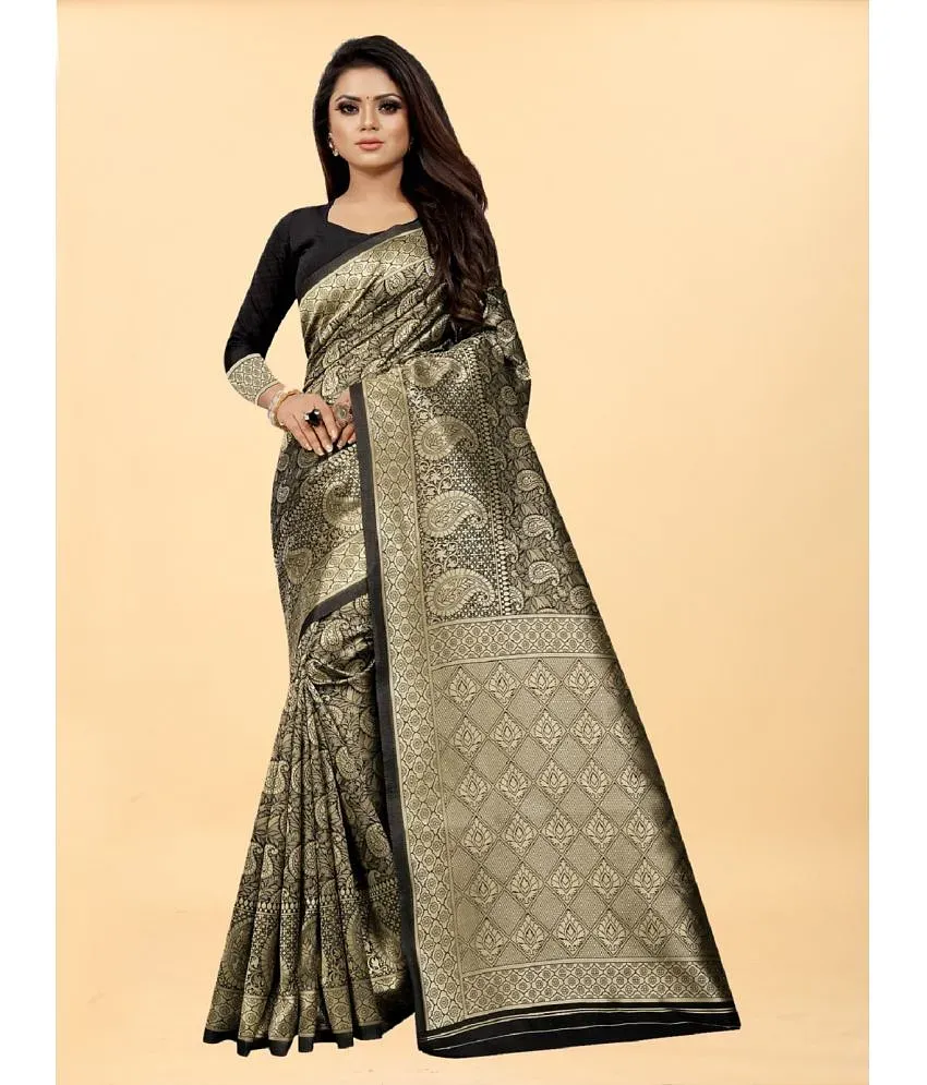 Gazal Fashions Black Banarasi Silk SDL464957611 1 a526d