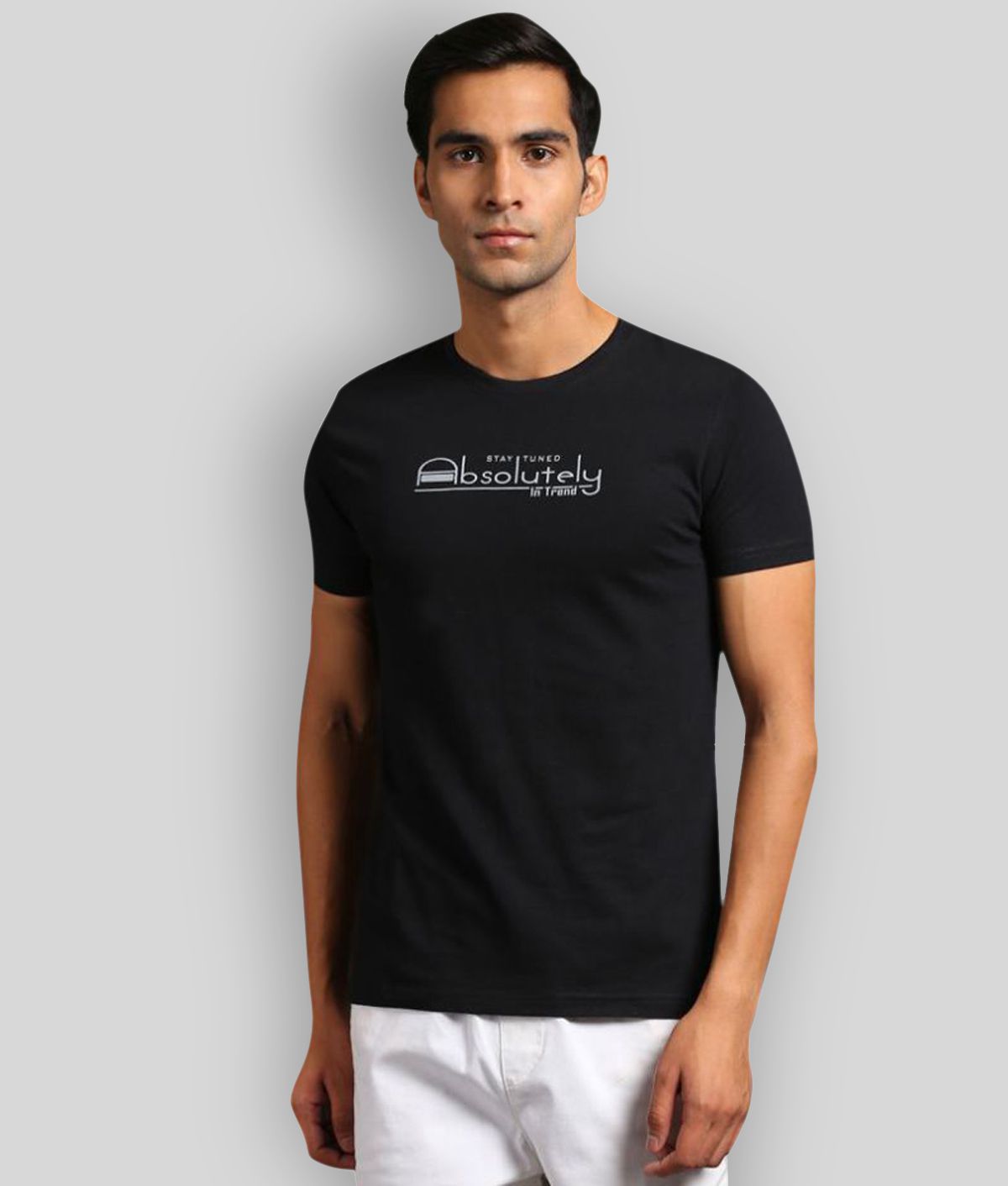     			David Crew - Black Cotton Blend Regular Fit Men's T-Shirt ( Pack of 1 )