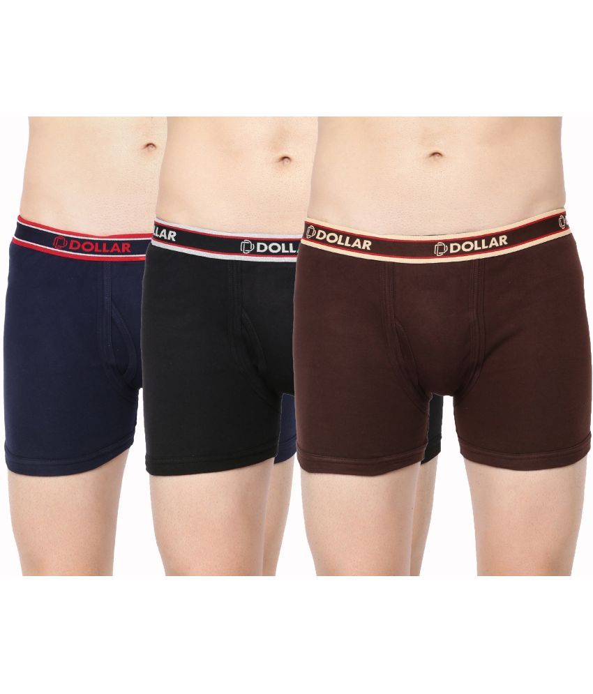     			Pack of 3 Dollar Bigboss Brown Solid Cotton Blend Men Trunk