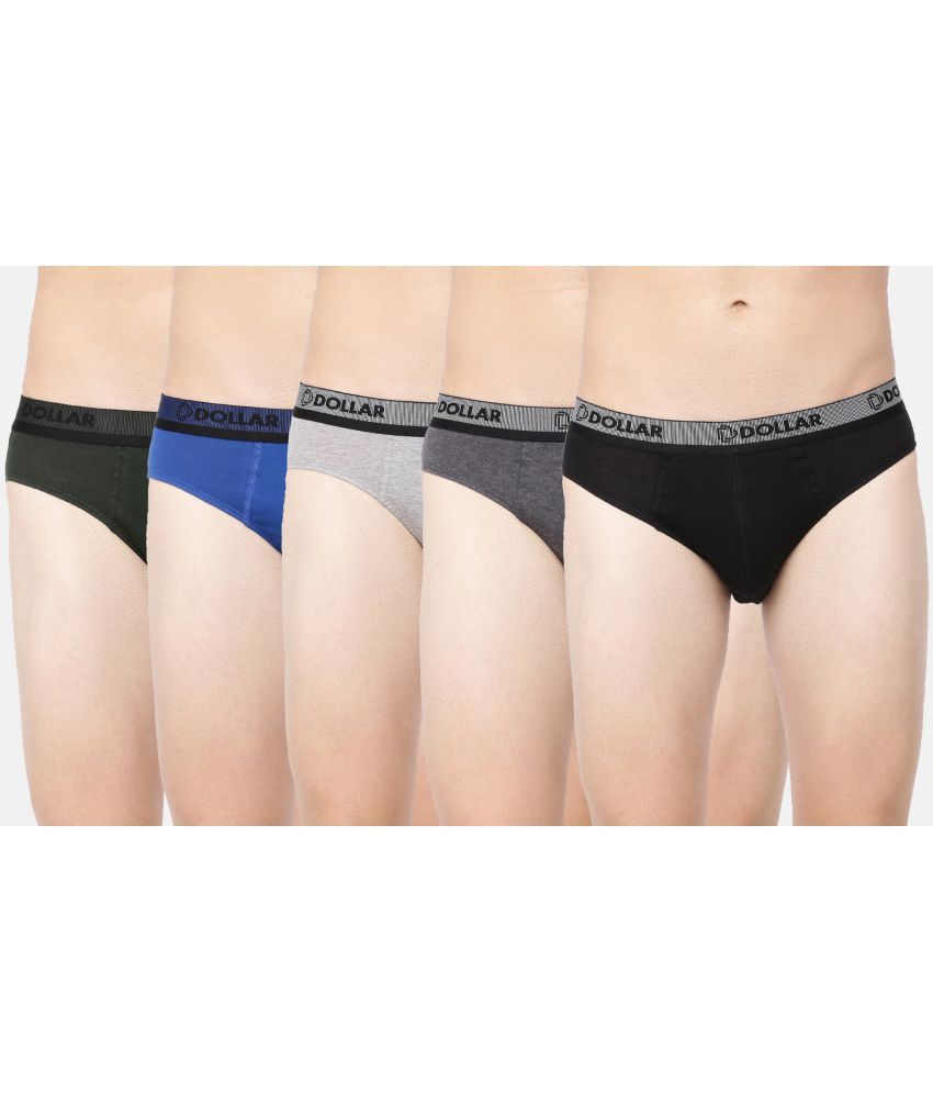     			Pack of 5 Dollar Bigboss Assorted Solid Cotton Blend Men Brief