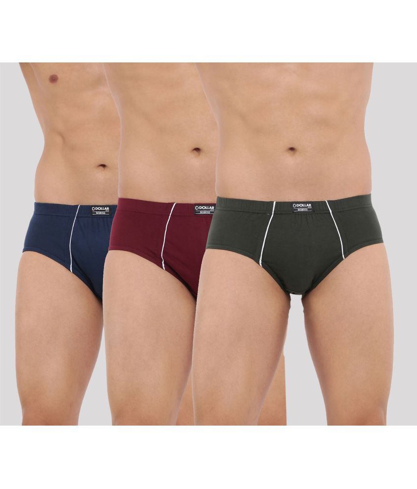     			Pack of 3 Dollar Bigboss Assorted Solid Cotton Blend Men Brief