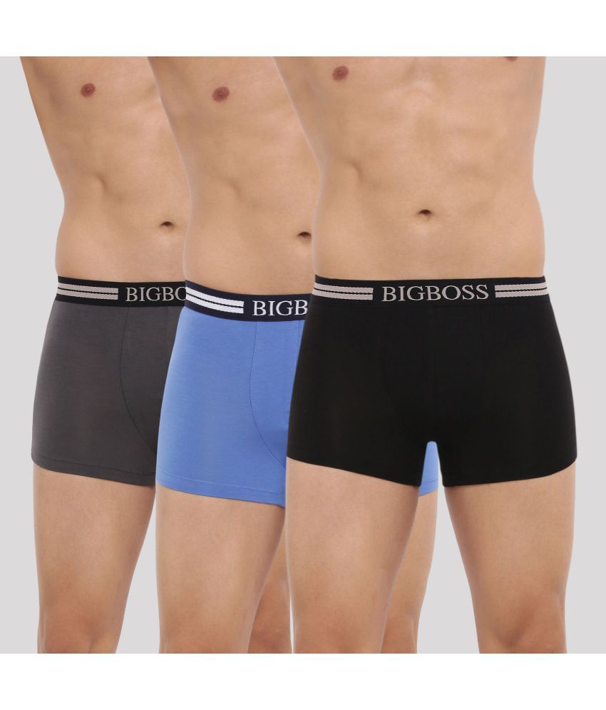     			Pack of 3 Dollar Bigboss Assorted Solid Cotton Blend Men Trunk