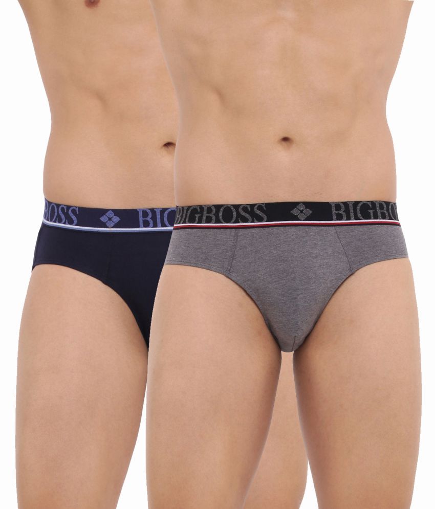     			Pack of 2 Dollar Bigboss Assorted Solid Cotton Blend Men Brief