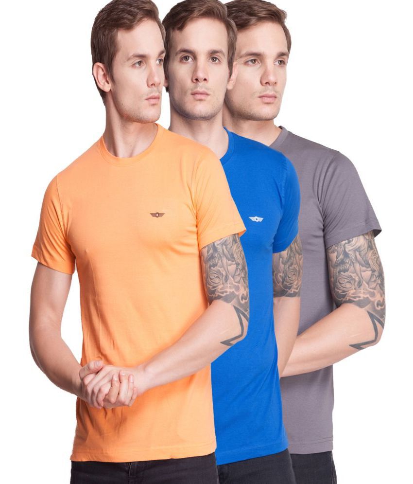    			Force NXT - Multicolor Cotton Regular Fit Men's T-Shirt ( Pack of 3 )