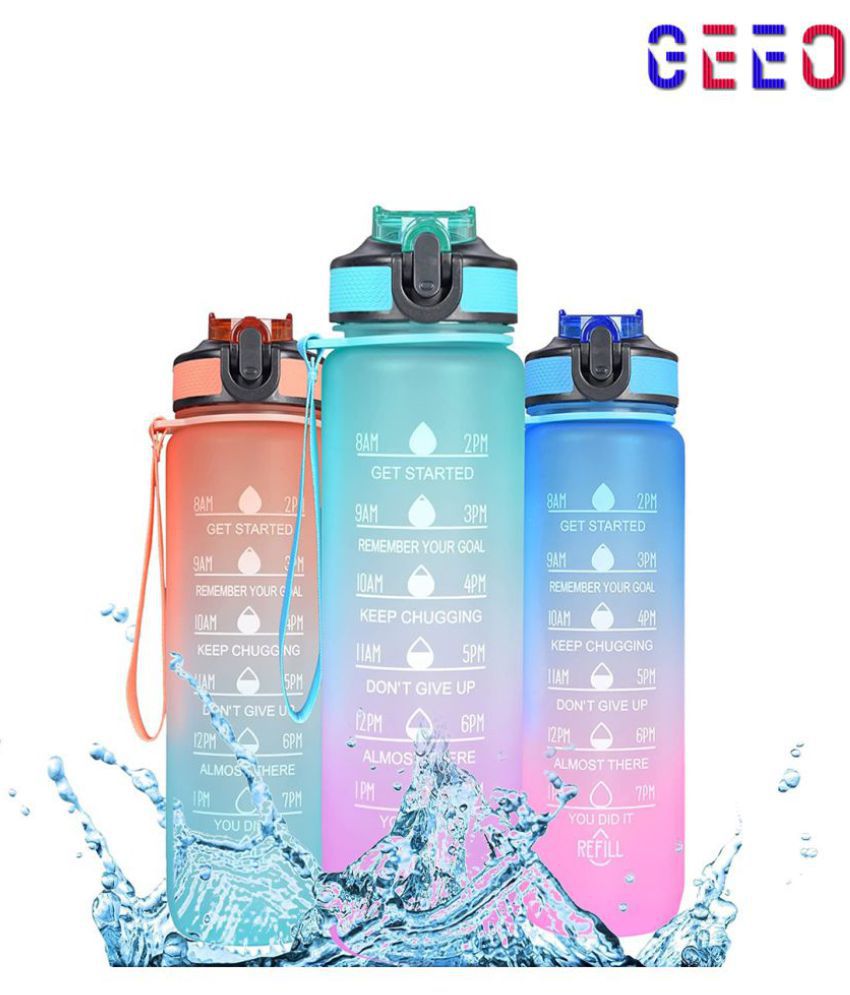     			GEEO Motivational Water Bottle Multicolour Water Bottle 1000 mL ( )