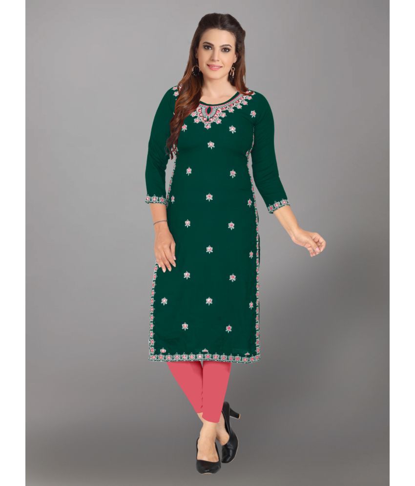     			Kapadia - Green Rayon Women's Straight Kurti ( Pack of 1 )