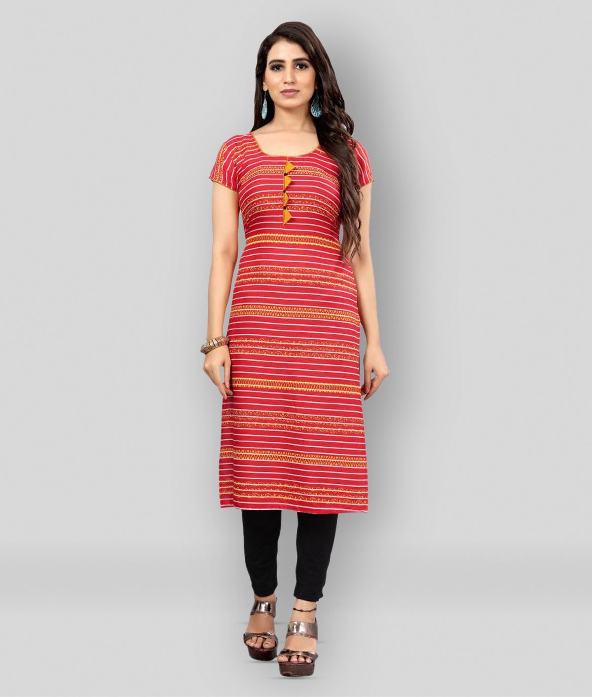     			MEESORRA - Red Rayon Women's Straight Kurti ( Pack of 1 )