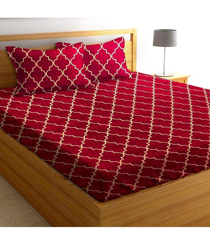     			Homefab India - Brown Microfiber Double Bedsheet with 2 Pillow Covers