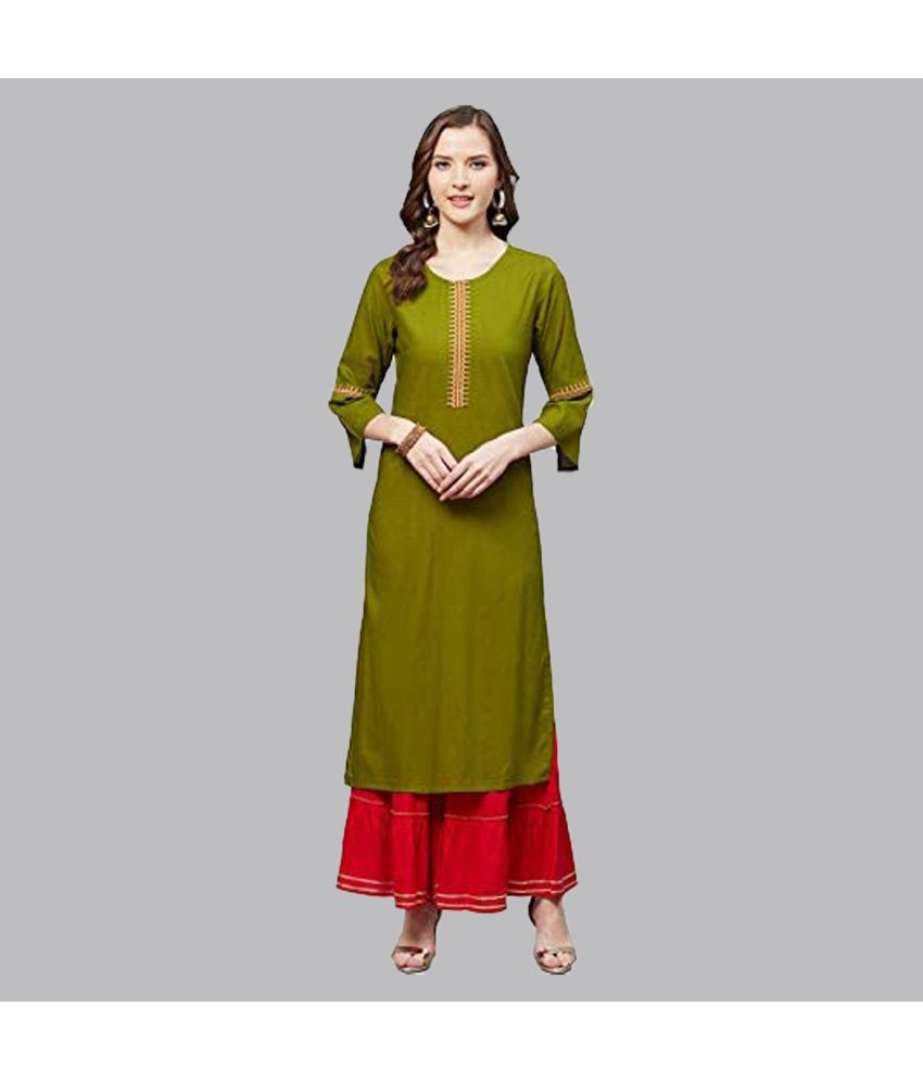     			Yash Gallery - Green Rayon Women's Straight Kurti ( Pack of 1 )