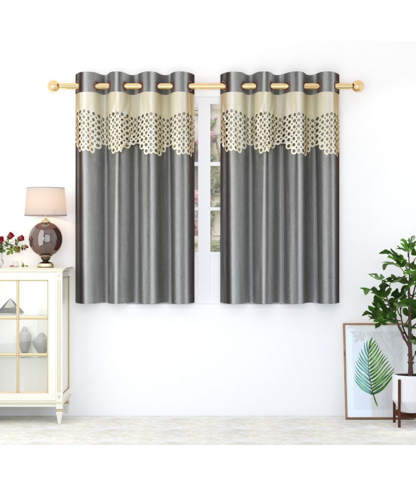     			Homefab India Solid Blackout Eyelet Window Curtain 5ft (Pack of 2) - Light Grey