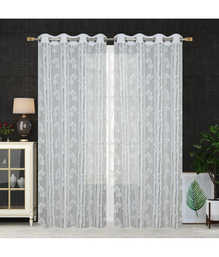     			Homefab India SelfDesign Transparent Eyelet Window Curtain 5ft (Pack of 2) - White
