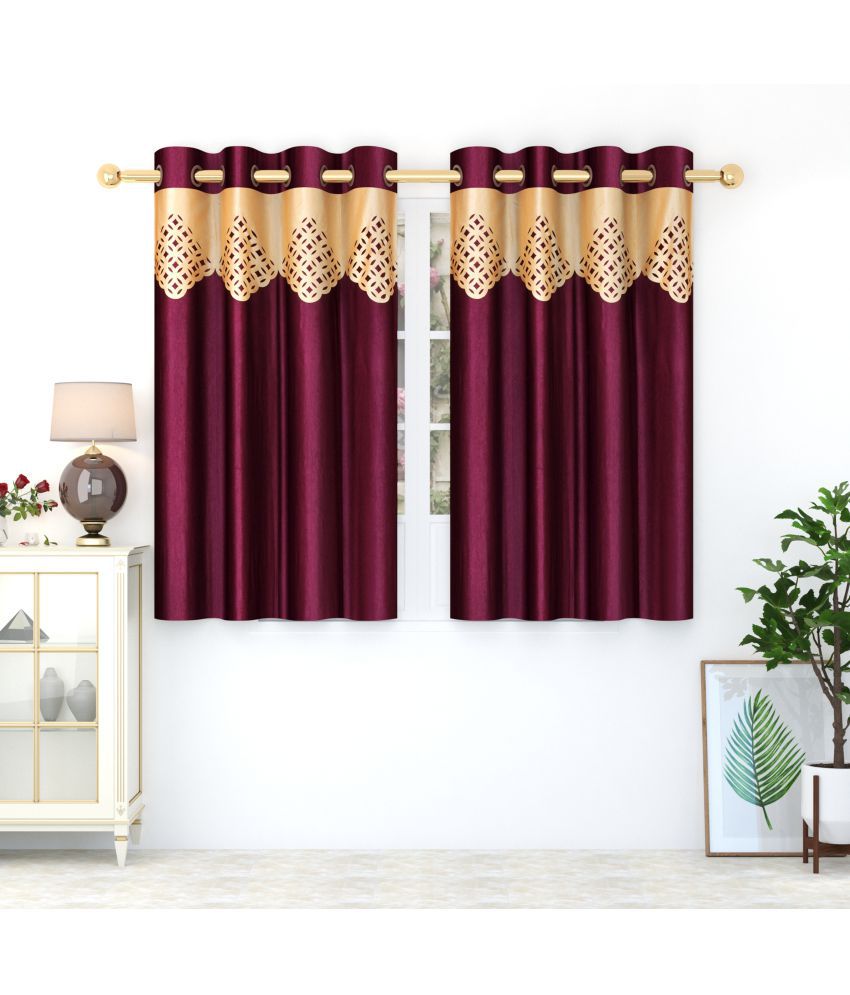     			Homefab India Solid Blackout Eyelet Window Curtain 5ft (Pack of 2) - Wine